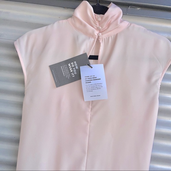 NWT Who What Wear Peach Blush High-Neck Blouse XS - Picture 5 of 8